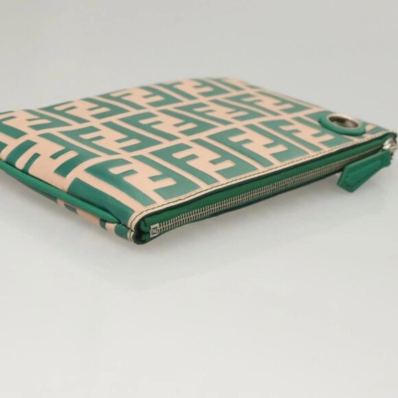 FENDI Zucca Canvas Triplet Pouch Black Brown Red Auth ac3770 - Picture 14 of 16